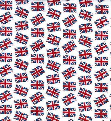 Union Jack Themed Polycotton Fabric Bunting Craft Material Coronation 110cm Wide • £3.50