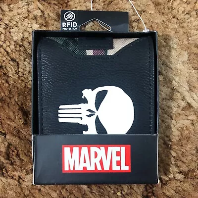 NEW Marvel Comics The Punisher Bifold Wallet Billfold Camo Faux Leather Logo • $18.74