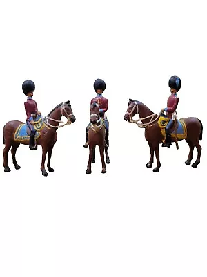 3 Vintage Toy Lead BRITISH GRENADIER GUARD Soldiers On Horseback Preowned • $15.99