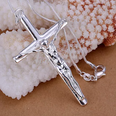 $19.99 • Buy 925 Sterling Silver Hypo-Allergenic Crucifix Cross Pendant + Necklace Chain H083