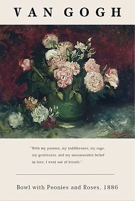 Van Gogh Canvas Wall Art Posters - Bowl With Peonies • $61