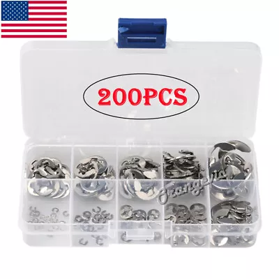 200PCS E Clips C Circlip Stainless Steel Kit Retaining Ring Assorted 1.5 - 10mm • $9.92