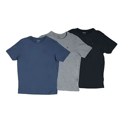Men's Farah Salo 3 Pack T-Shirts In Blue Grey Navy • £19.99