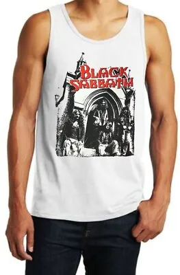 Black Sabbath Vintage Heavy Metal Rock Band White Tank Top Men's Sizes • $12.99