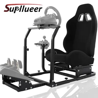Supllueer Racing Simulator Cockpit Stand With Black Seat Fit Logitech G920 G29 • £259.99