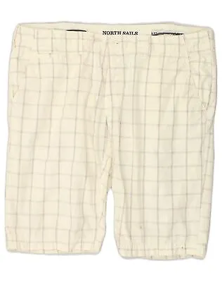NORTH SAILS Mens Chino Shorts W42 2XL Off White Check Cotton AK06 • £12.71