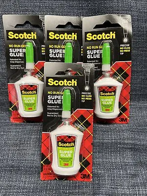 Lot Of 4!  3M Scotch Super Glue No Run Gel 0.14oz  No Mess Tip • $15.19