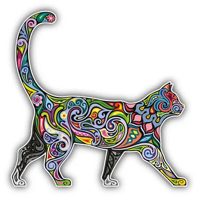 Cheerful Cat Pattern Car Bumper Sticker Decal • $2.95