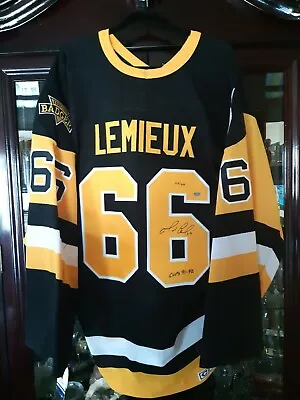 Mario Lemieux Auto'd Autographed Ccm Penguins Jersey Inscr.   Cups 91-92   44/66 • $6999.99