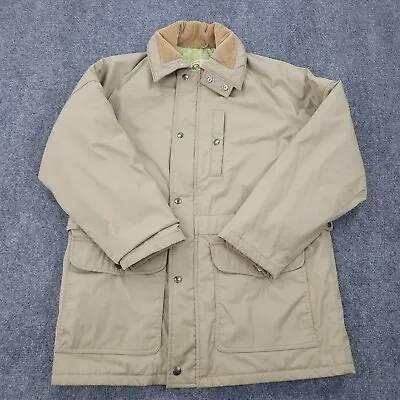 VINTAGE Field & Stream Jacket Mens 38 Tan Quilt Lined Corduroy Trim Chore Coat • $14.80