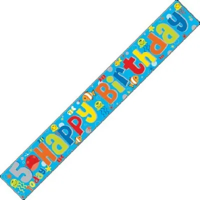 5th Fifth Age 5 Happy Birthday Banner Bunting Party Banner Decoration Boy Girl • £2.09