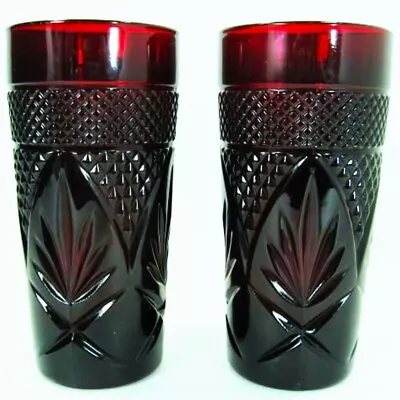 Vintage Luminarc Cristal D'Arques Durand Ruby Red Tumbler Drinking Glasses Qty 2 • $32.49