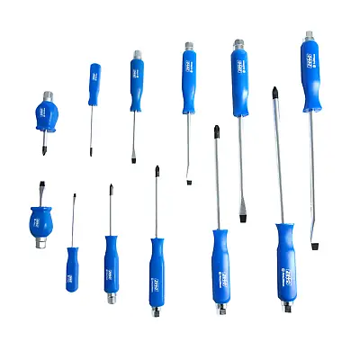 12 Magnetic Screwdriver Set Heavy Duty Philips & Slotted Go Through Drivers • £9.95