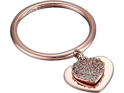 MICHAEL KORS Women's Rose Gold 925 Sterling Silver Ring Crystal MK Heart Size 8 • $89.99