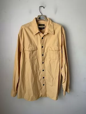 Eddie Bauer Mens Shirt 3XLT Yellow Chamois Flannel Button Up Long Sleeve Cotton • $29.99