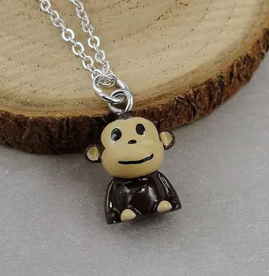 Monkey Necklace - 3D Monkey Charm Necklace - Chimpanzee Primate Charm Jewelry • $15.95