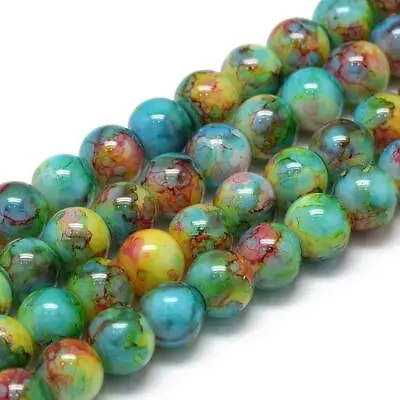 50 Speckled Glass Beads 8mm Assorted Lot Mixed Bulk Jewelry Supplies Rainbow • $6.29