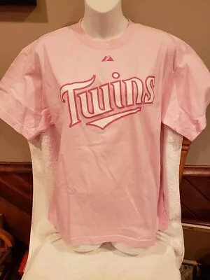 CUTE Minnesota Twins Joe Mauer Adult XL Pink Majestic Jersey T-Shirt NEW&NICE! • $14.99