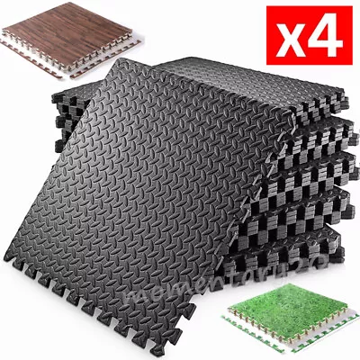 4PCS Black Large Foam Jigsaw Mats Heavy Duty Gym Flooring Interlocking Floor.Mat • £11.99