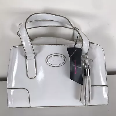 New White Shiny Patent Designer JASPER CONRAN Hand Bag With Dust Bag • £25