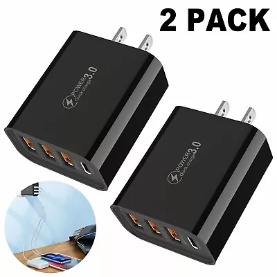 2 Pack Multi Port Fast Wall Charger PD USB Hub Charging Station Power Adapter • $13.59