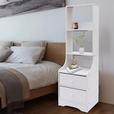White Bedside Table Drawer Cabinet Storage Nightstand Shelf Bedroom Furniture • $71.25