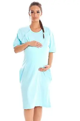 £14.95 • Buy Maternity Nursing Labor Nightdress Hospital Delivery Gown Breastfeeding Buttons