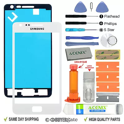 Samsung Galaxy S2 Replacement Screen Front Glass Outer Lens Repair Kit WHITE UK • £9.99