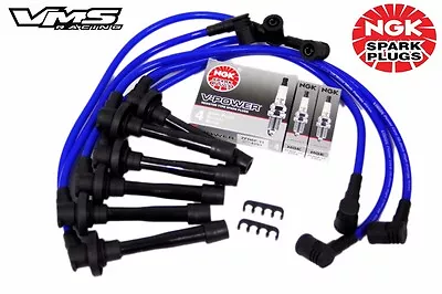 Vms 00-05 Eclipse V6 Gt 10.2mm Spark Wires Ngk Vpower Plugs Combo Kit Set Blue • $74.88