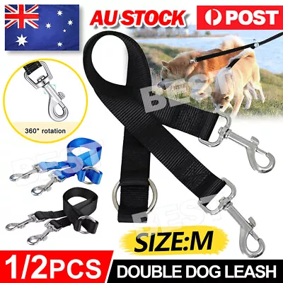 $4.55 • Buy 1/2x Duplex Double Dog Coupler Dual Lead 2 Way Two Pet Dogs Walking Safety Leash