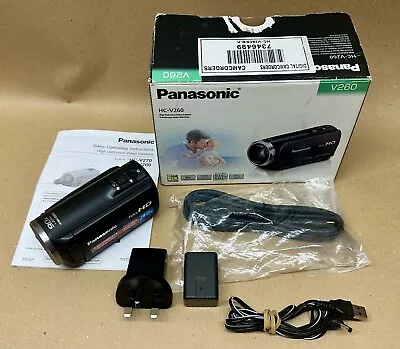 PANASONIC HC-V260 Camcorder Black Full HD Handheld Camera & 64gb SD Card • £149.99