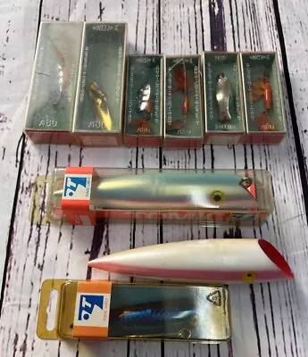 Fishing Lures Vintage ABU SWEDEN TOMIC LURES Canada Pike Perch Salmon Trout Toby • $60.98