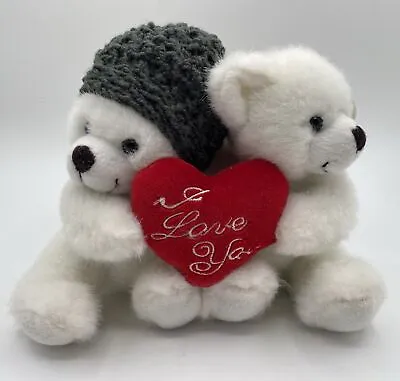 2003 Wishpets 6” White Hugging Valentine Heart “i Love You” Plush Bears NEW RARE • $22.99