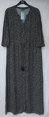 Ladies Marks And Spencer Black Mix Floral Beachwear Maxi Kaftan Dress Size M • £22.50