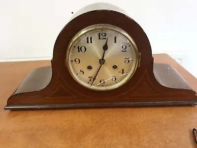 1920s 8 Day Striking Napoleon Hat Mantel Clock Mahogany Inlaid Case C27  • £30