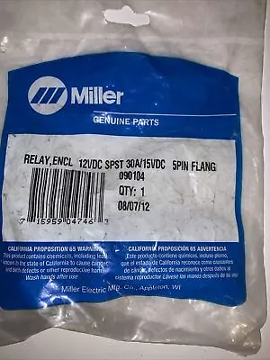 Miller 090104 Relay Encl 12Vdc Spst 30A/15Vdc 5Pin Flange Mtg • $39