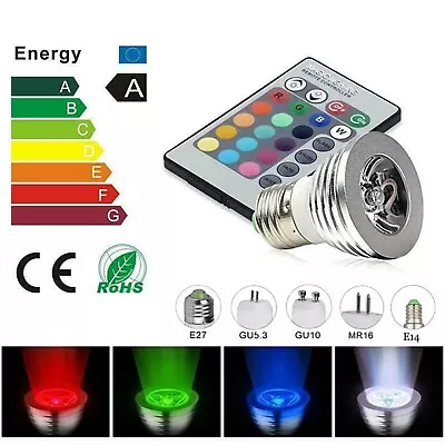 E27 E14 GU10 GU5.3 MR16 RGB LED Spotlight Bulb 3W Color Change+ Remote Control S • $6.55