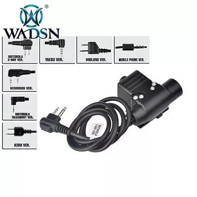 WADSN Tactical U94 PTT Push To Talk Device COMTAC/MSA/EARMOR/TCA Headset - BK • £9.99