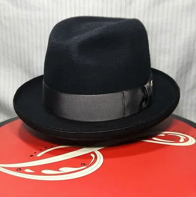 Vintage  BRODT'S  Washington D.C. (c. 1940s) Homburg Hat - Black Fur Finish ~ 7 • $200