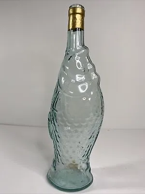 Vintage CEVIN Glass Fish Bottles 75CL 3 75mm Wine Chianti 13 Inch Light Blue EUC • $14.95