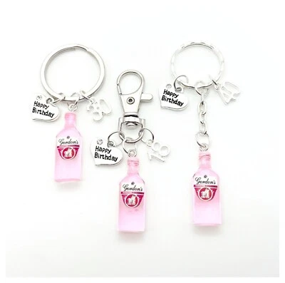 £3.99 • Buy 30th.40th. 50th Birthday Gift. Pink Gin Bottle Keyring. Gift Bag
