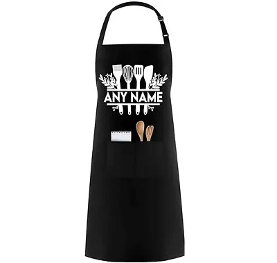 Personalised Custom Name Unisex Chef Apron Men Lady Cooking Baking Kitchen BBQ • £7.99