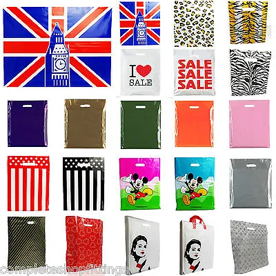 £8.04 • Buy PLASTIC CARRIER BAG - Modern Printed Strong Gift Shopping Bags- ALL SIZES/COLORS