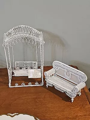 Vintage Windsor Collection Dollhouse Miniatures Metal Wicker Furniture Swing Set • $65