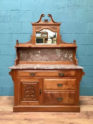 Victorian Satin Walnut Marble Wash Stand Dressing Chest Dressing Table (100986 • £380