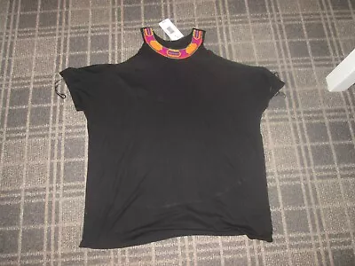 £2.99 • Buy Papaya-ladies T-shirt Blouse Top  Size 14 Zulu Pattern African Beaded Neckline