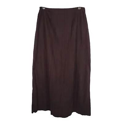 Vintage J Jill Womens 10 Long Skirt Brown Crinkle Academia Style Side Zipper • $11.15