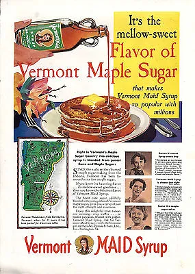 1936 Vermont Maid Syrup Burlington Vermont Vintage Food Kitchen Decor • $12.98