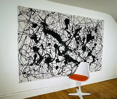 Gigantic Large Abstract Painting Jackson Pollock Style Mid Modern Wall Art Decor • $180