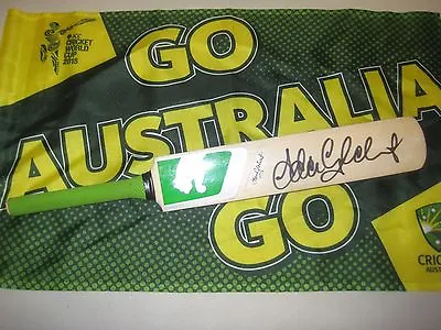 $175 • Buy Adam Gilchrist (Australia) Signed Green Puma Mini Bat  #2 + COA & Photo Proof